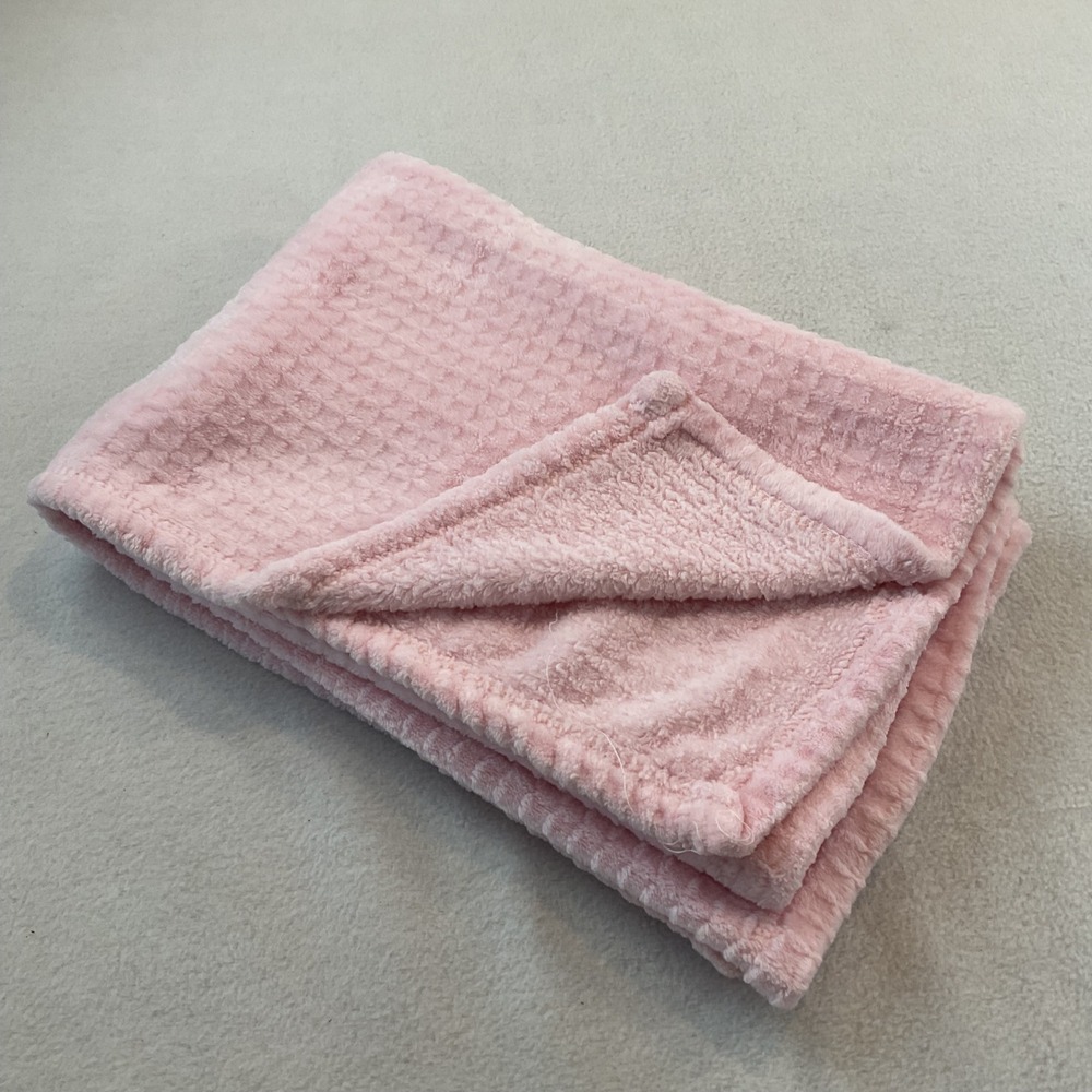 Adirondack Baby Pink Waffle Plush Sherpa Receiving Blanket 28x39 Soft Nursery